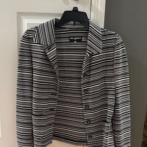 Karl Lagerfeld Women's Striped Blazer in Black and White